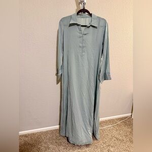 100% Cotton Elegant Blue Maxi Dress